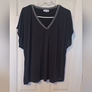 Calvin Klein Metallic V Neck Top